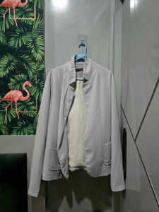 Blueish Gray Casual Blazer