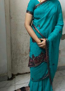 Elegant Teal Saree