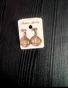 Golden Earrings With Hair Clip