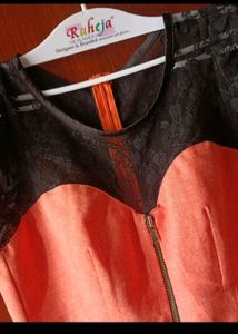 Coral &amp; Black Lace Dress