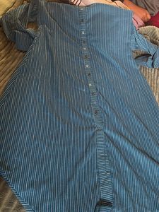 Striped Button-Down Shirt Dress