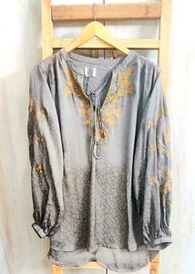 Embroidered Tunic Grey Top size-44