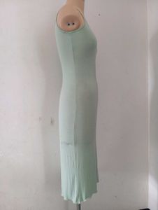 Sage Green Ribbed Knit Slip Dress