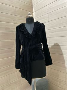ZARA Elegant Black Velvet Jacket Blazer
