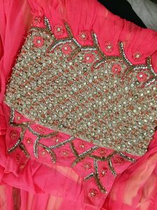 Pink &amp; Gold Embellished Gown Dress