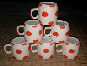 6 Pecs Football Design Tea Cup Set