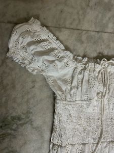 White Eyelet Off-Shoulder Dress