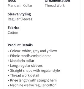 💥Brand New Anouk Men&#39;s Embroidered Cotton Kurt
