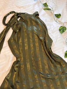 Olive Green Striped Tie Skirt