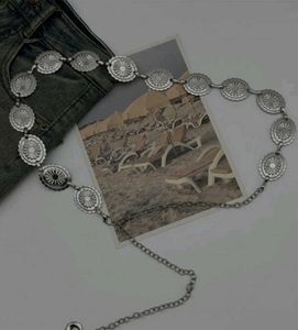 Y2k Aesthetic Silver Concho Waist Chain Belt