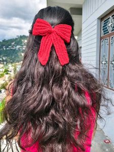 Red Crochet Hair Bow