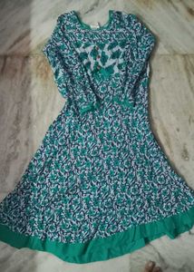 Floral Print Green Dress