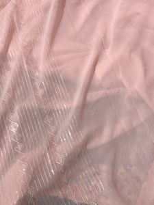 LIGHT PINK  EMBROIDED SAREE WITH BLOUSE AND PATICO