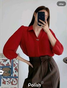 New With Tag Korean Formal Rust Cute Top