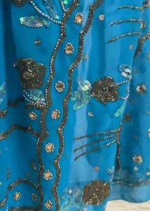 Teal Embellished Saree