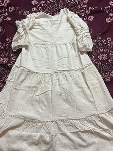 Ivory Embroidered Peasant Dress