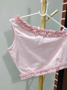 Cute One Shoulder Pink Top
