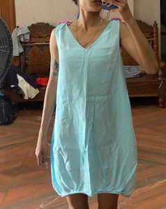 Blue Bubble Hem Dress