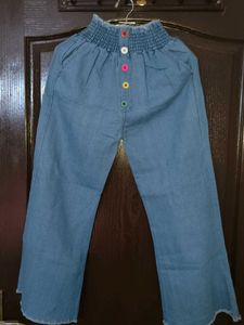 Denim Wide Leg Pants Waist Size 26(Stretchable)