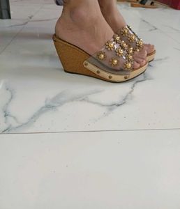 Gold Transparent Heels..
