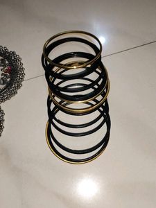 Oxidized Peacock Hoop Earrings &amp; Black Bangles🎉🎊