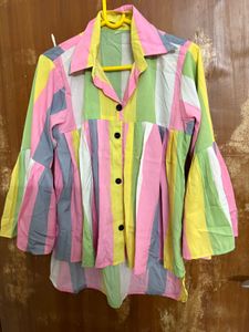Colorful Striped Bell Sleeve Top