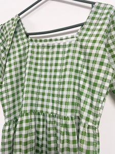 Green Gingham Tiered Dress
