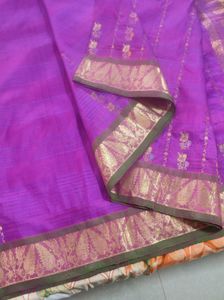 Purple and green kanchipuram Silk Saree