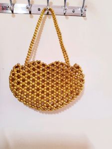 Golden Pearls/Beads Handmade Purse