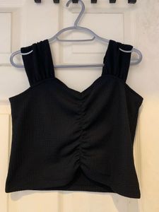 Chic Black Ruched Tank Top