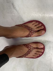 Golden Swaroski Detail, Red  Platform Heels