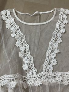 Lace Detail White Dress