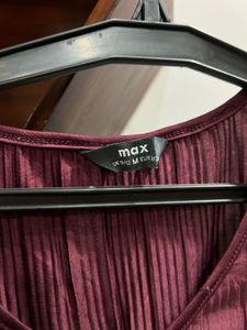 Burgundy Pleated Blouse