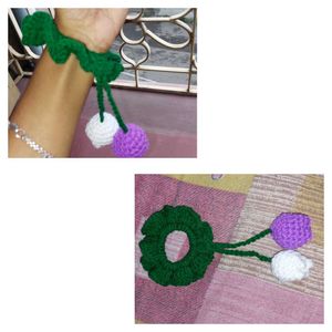 Crochet Hair Tie with Tulip