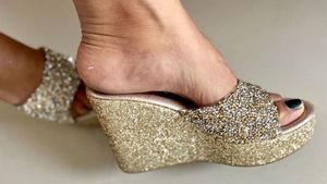 Golden Bridal Wedges