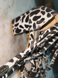 Leopard Print Tie Up Heels For Women