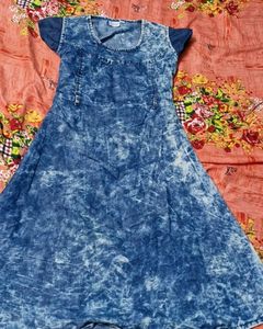 Dyed Blue Short  Frock Or Dress