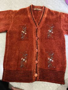 Vintage Orange Embroidered Cardigan