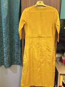 Mustard Yellow Kurti with Silver Details
