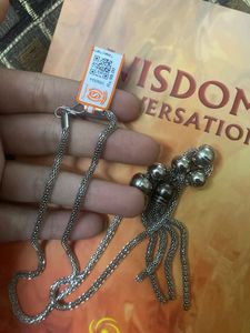 Silver-Tone Beaded Chain Necklace