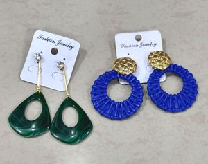 green and royal blue earrings
