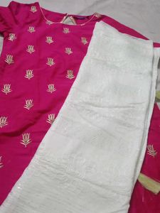 Pink Embroidered Kurta and dupatta