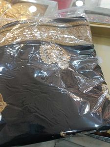 Elegant Black &amp; Gold Embroidered Saree