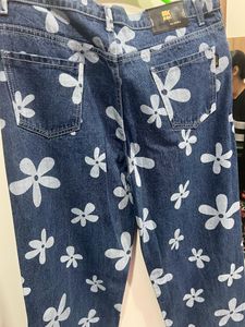 Floral Blue Denim Jeans