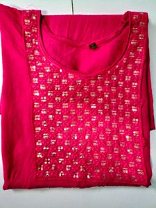 Vibrant Pink Kurti with Sequin Work