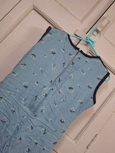 Blue Floral Dress with Vest