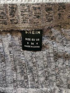 SHEIN Gray Button-Front Midi Skirt