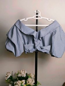 Striped Off-Shoulder Crop Top