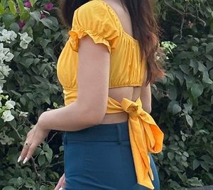 yellow crop top
