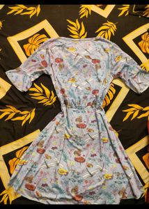 Whimsical Dragonfly Mushroom Print V-Neck Dress